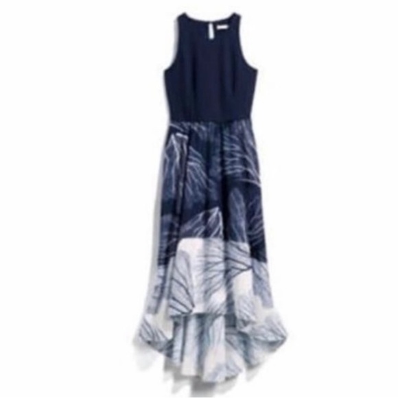 Hutch Blue And White Fan Coral Print Altana 2fer Knit Maxi Dress - Picture 1 of 9